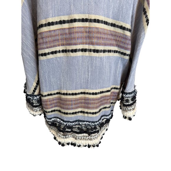 2/$30 ZARA Small Woven BOHO Open-Front Jacket Cardigan Fringe Pom Tassel Trim - Picture 13 of 15